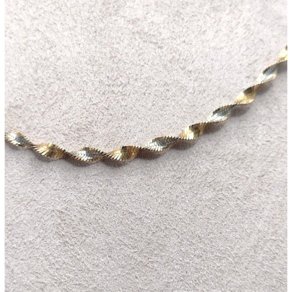 Twisted Rope 925 Sterling Silver & Gold Vermeil 18” Chain Necklace Italy 3mm 4g - Picture 2 of 9